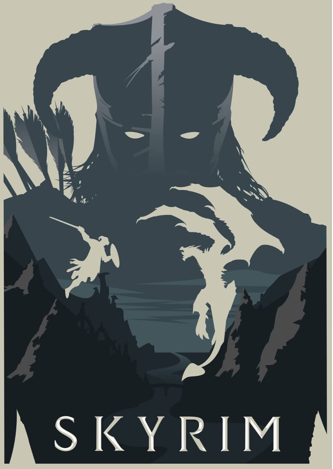 The Elder Scrolls: Skyrim. Dragonborn and Alduin Poster - 30x40 cm