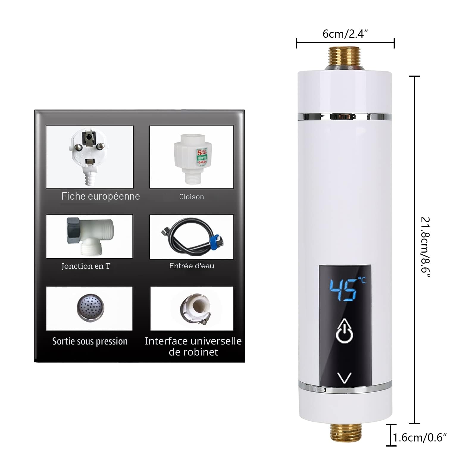 Mini Chauffe-Eau Instantané Électronique, Btstil Chauffe-Eau Instantané 3.5kW Chauffe-Eau Douche pour Salle de Bains Cuisine [Classe énergétique A]