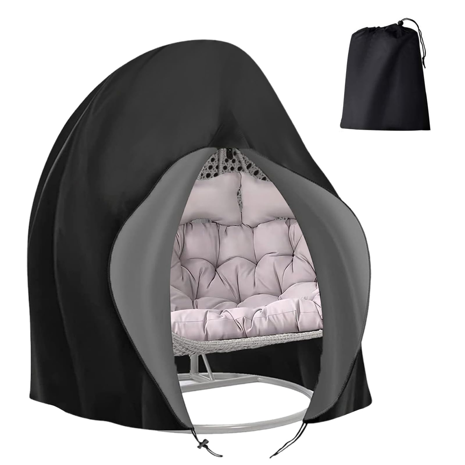 Crazy Shark Black Egg Chair Cover Waterproof, 210D Patio Hanging Chair Cover
