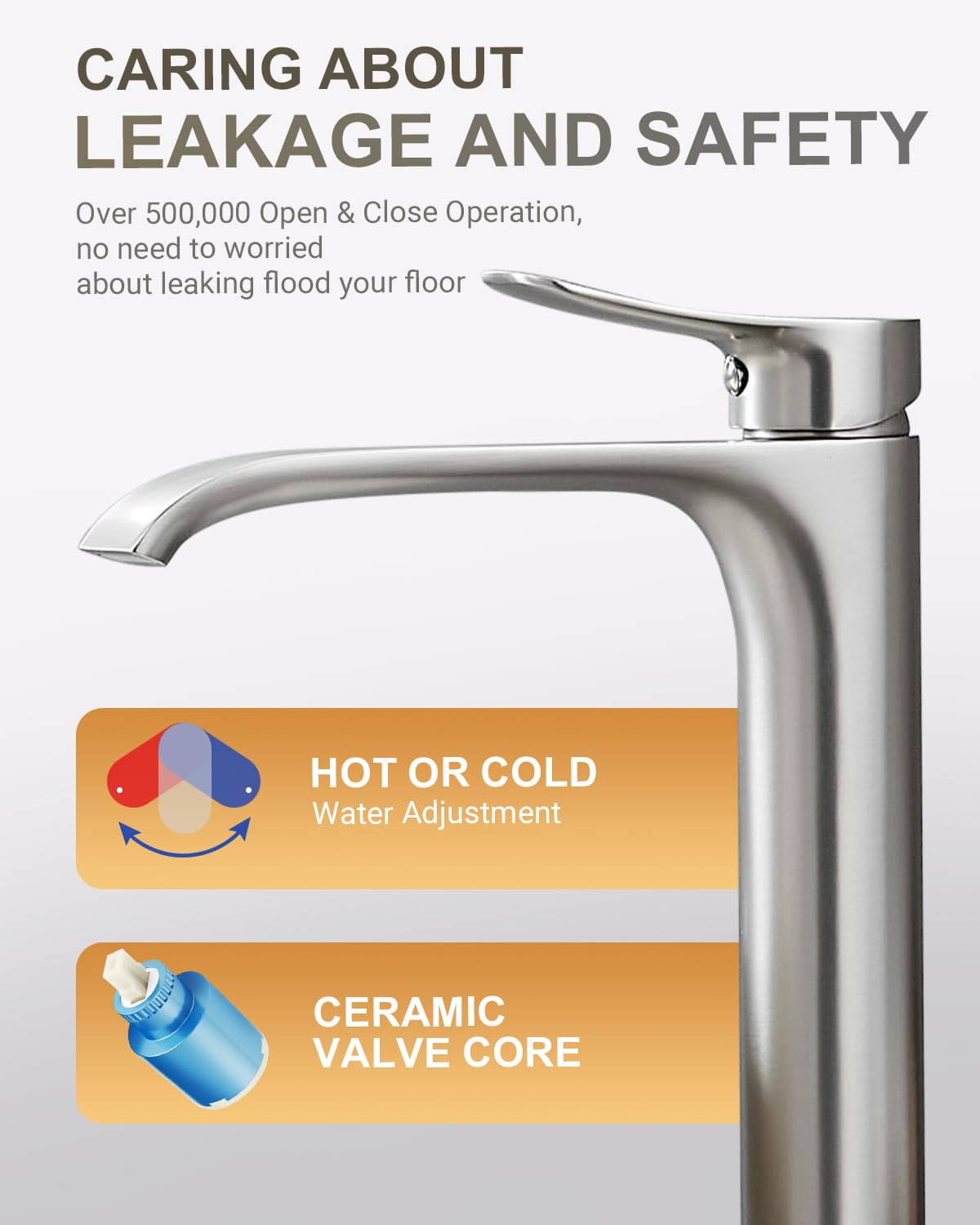 Grifo de níquel cepillado para lavabo de baño, cascada, monomando, grifo de baño, grifo de baño, agua fría y caliente disponible