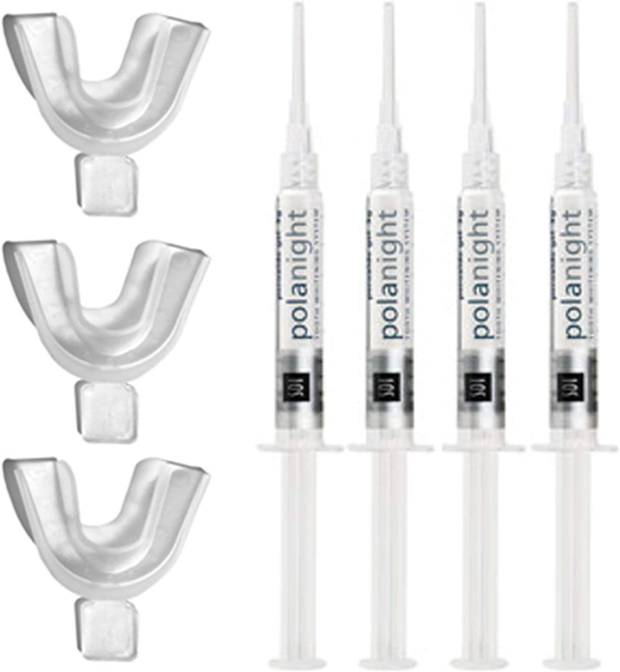 Gel+trays!!! Polanight 22% 4 Syringes of Teeth Whitening/bleaching Gel + Trays. Dental Health Care