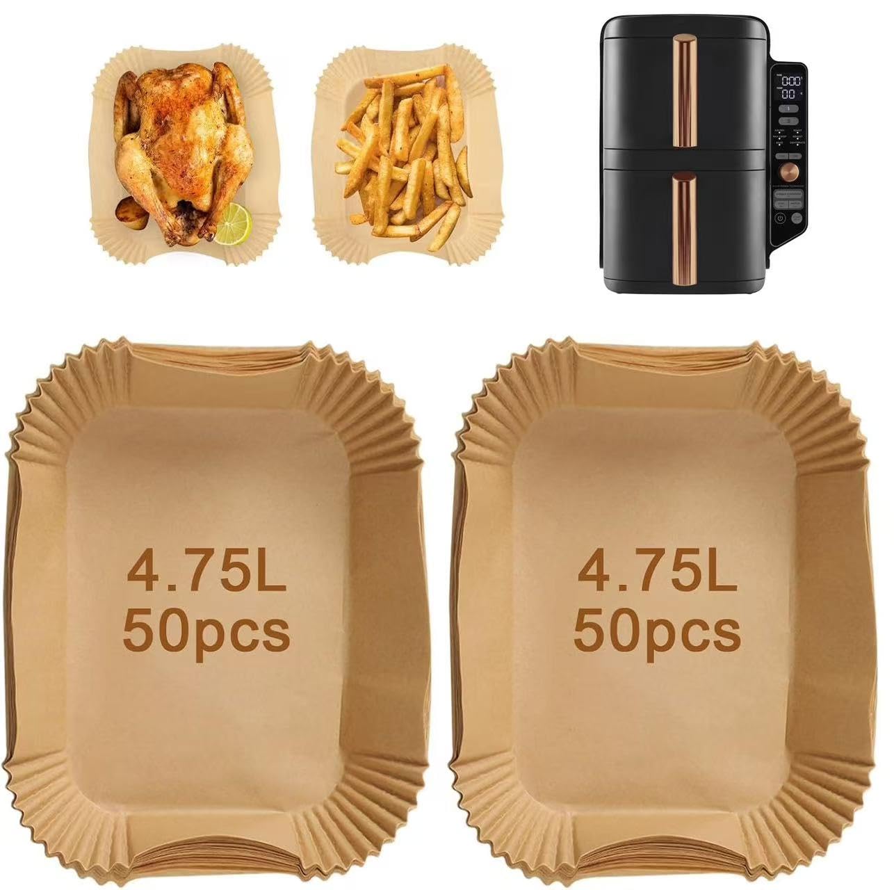 100PCS Air Fryer Liners for Ninja Double Stack XL 9.5L Air Fryer Baking Paper Liners for SL400UK,Air Fryer Accessories for Ninja Stack SL400UK CP β―SL300UK 7.6 L