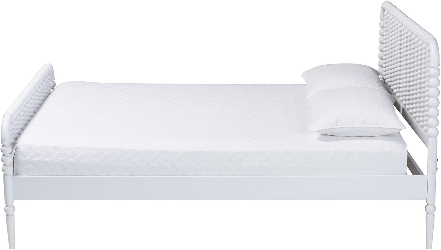 Baxton Studio Lucera Bobbin Wood Platform Bed, Full, White