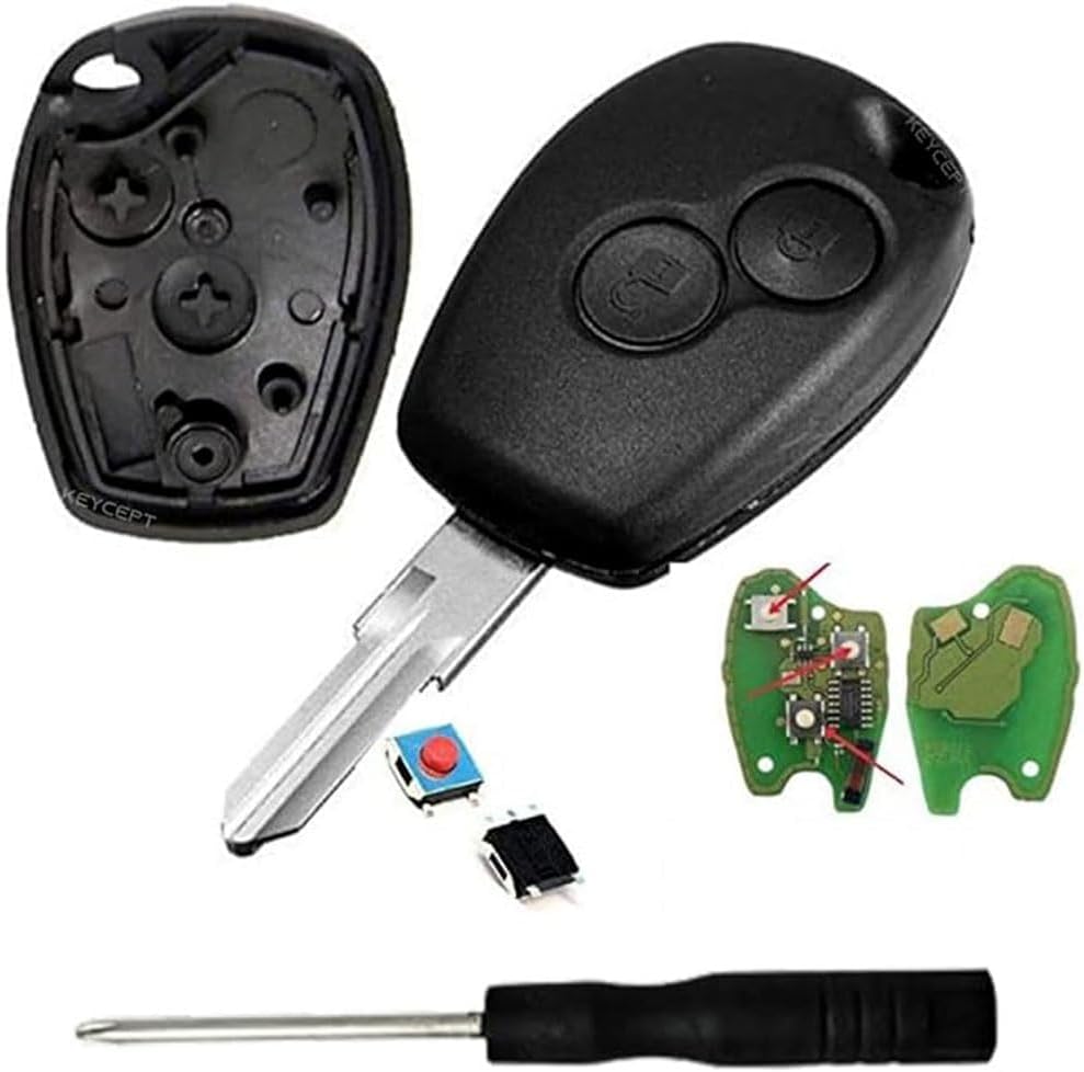 Keycept™ Premium 2 Button Remote Key Shell for Renault Duster, Logan, Lodgy, Kwid, Nissan Terrano, Mahindra Verito - Durable Key housing/Body/case Replacement with Button