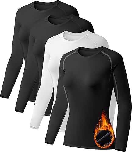 TELALEO 4 Pack Women's Thermal Shirts Fleece Lined Athletic Tops