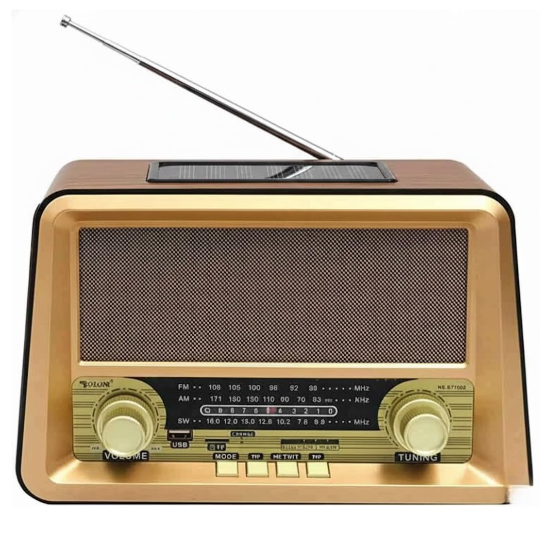 Drumstone 𝟓+𝟓 Year 𝐆𝐔𝐀𝐑𝐀𝐍𝐓𝐄 Retro Solar Radio with AM FM SW, Bluetooth MP3 Player, USB/TF Support Remote Control Bass Speaker Rechargeable Battery Portable Classic Radio with Solar Charging