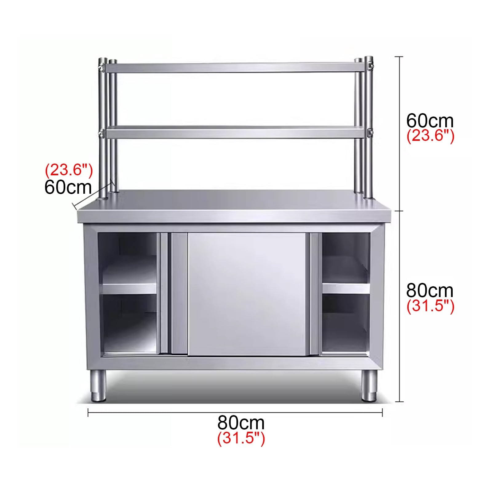 Generico Banco da Lavoro in Acciaio Inossidabile con Piedini Regolabili - Ampio Tavolo da Cucina Multifunzionale e mobiletto portaoggetti per casa, Ristorante, Garage - Design Durevole, spazioso e ve