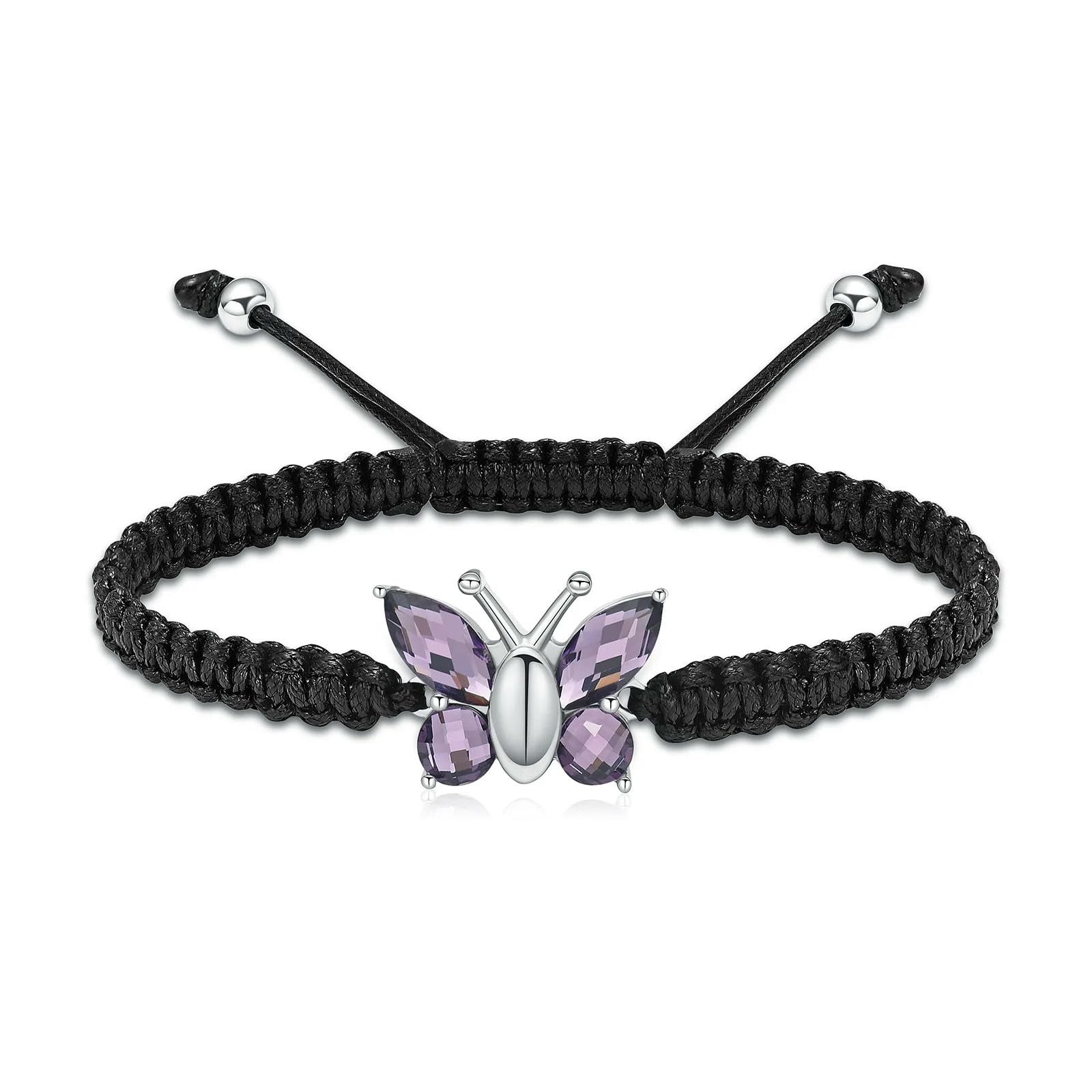 Bracelet urne pour cendres d'animaux, bijou crémation papillon cristal souvenir argent personnalisé