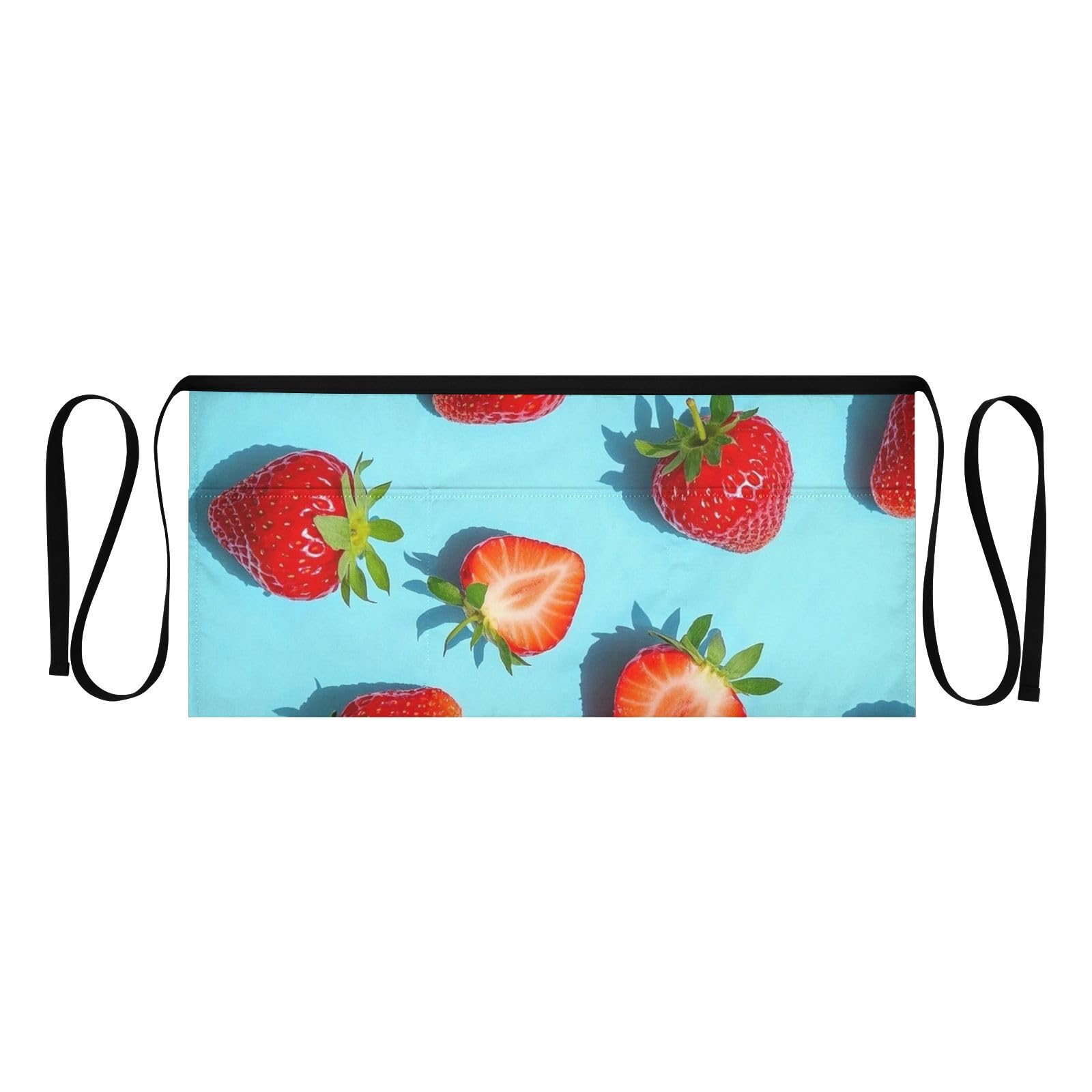 FASHON&FASCIN Server Apron with Pockets Waist Aprons Half Waitress Apron Strawberry Pattern for Gardening Restaurant,Multi16