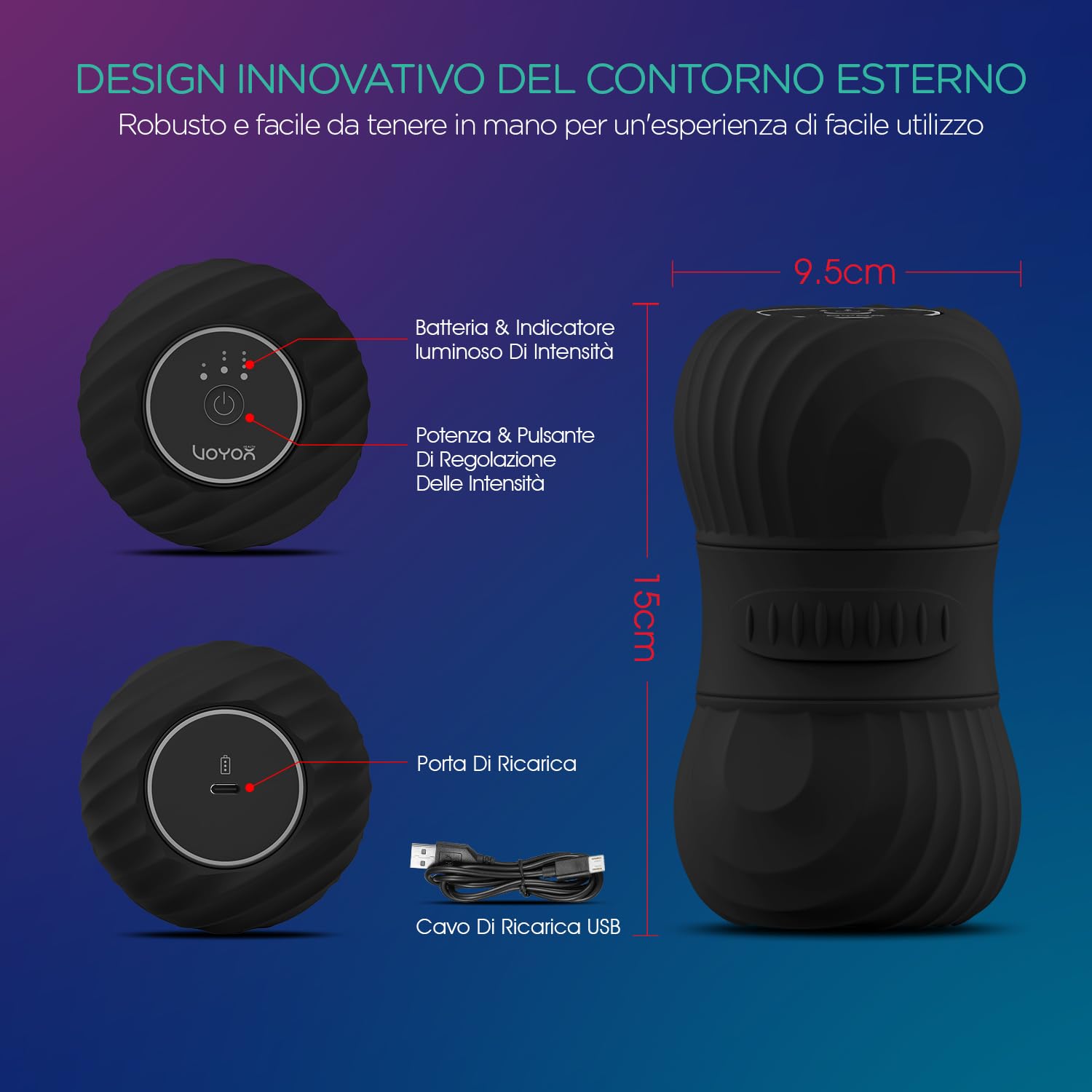 Palla Massaggio Arachidi Vibrante, Massaggio Pilates con Doppia Palla per Sollievo Muscolare Dolorante, Elettrico Massaggio Del Punto di Innesco, Casa, Yoga, Fitness MB300, Nero