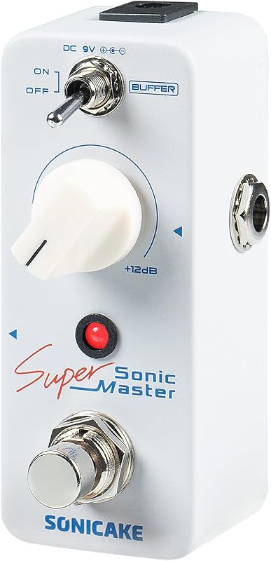 Clean Boost Pedal with Buffer and +12dB Gain, Mini Pure Boost Guitar Bass Effects Pedal - Sonic Super Master