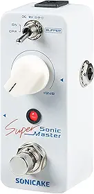 SONICAKE Pedal Clean Boost com Buffer e Ganho de +12Db, Mini Pedal de Efeitos Pure Boost para Guitarra e Baixo - Sonic Super Master