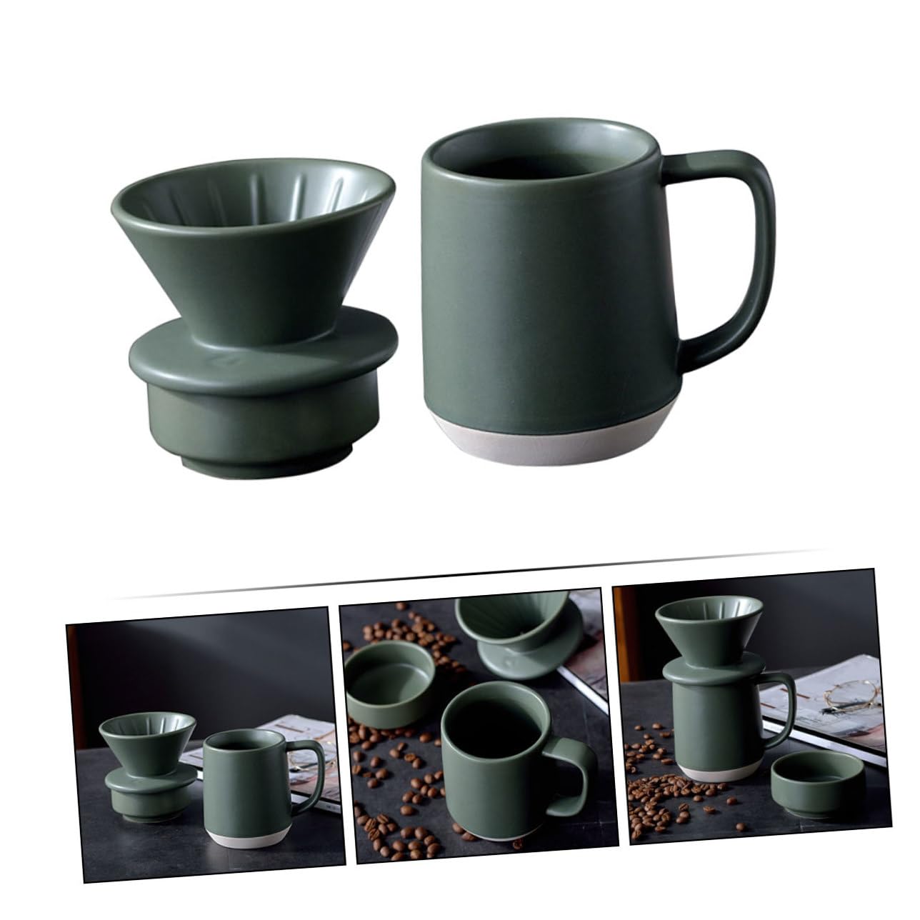 Toddmomy Filtro de Café de Cerámica Verde con Asa Taza Filtrante Práctica para Uso Doméstico Duradera y Fácil de Limpiar Diseño Reutilizable para Café con Leche
