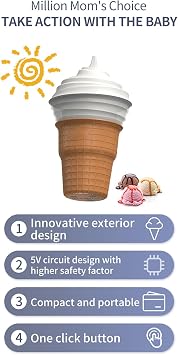 USB Automatic Ice Cream Maker, 450Ml Mini Electric Milkshake Squeezer, Home DIY Frozen Fruit Dessert Pressing Machine, Yogurt Mixer for Creamy Ice Cream, Gelato, Frozen Yogurt