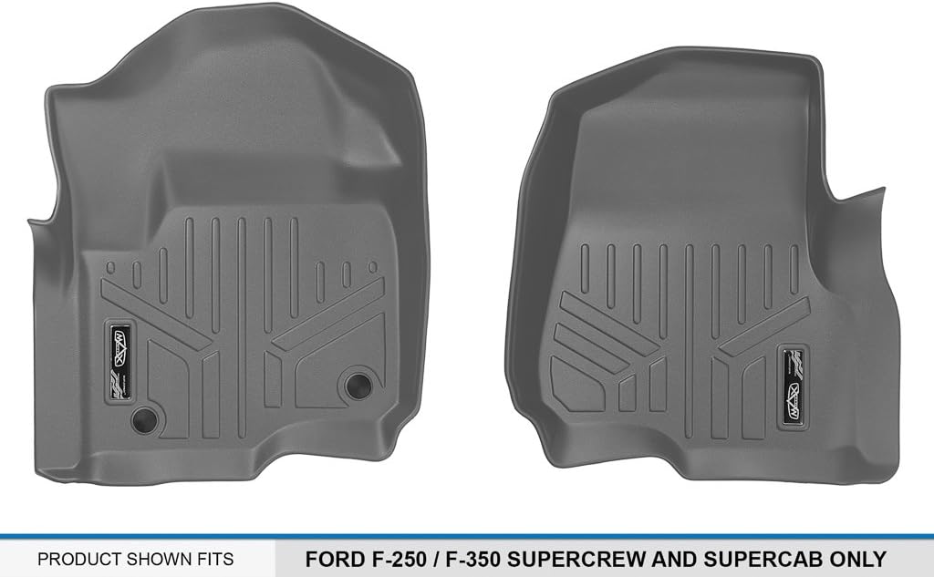 MAXLINER Floor Mats 1st Row Liner Set Grey for 2017-2018 Ford F-250/F-350 Super Duty Crew Cab or SuperCab