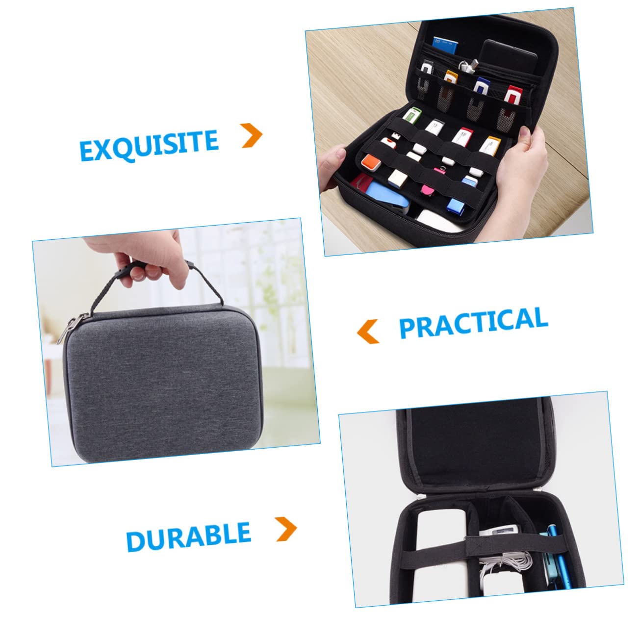 SHINEOFI Organizador de Accesorios Electrónicos de Viaje con Compartimentos Bolsa de Almacenamiento y Resistente para Cables Cargadores y Capacidad Grande Diseño de Material Eva y Oxford