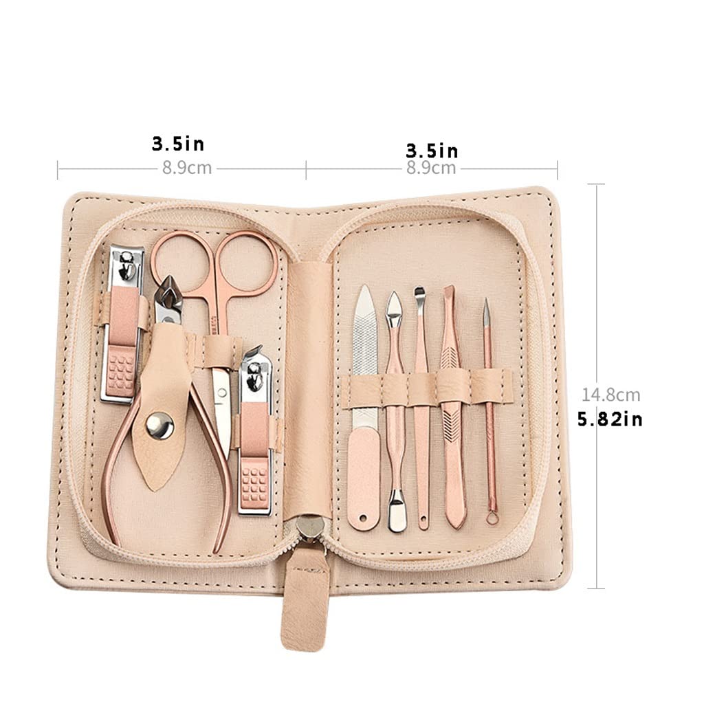 Set de manicura de Viaje de 9 Piezas para el Cuidado Personal, Set de uñas portátil con Lima incorporada para Hombres y Mujeres, cortauñas y Pinzas para el hogar.