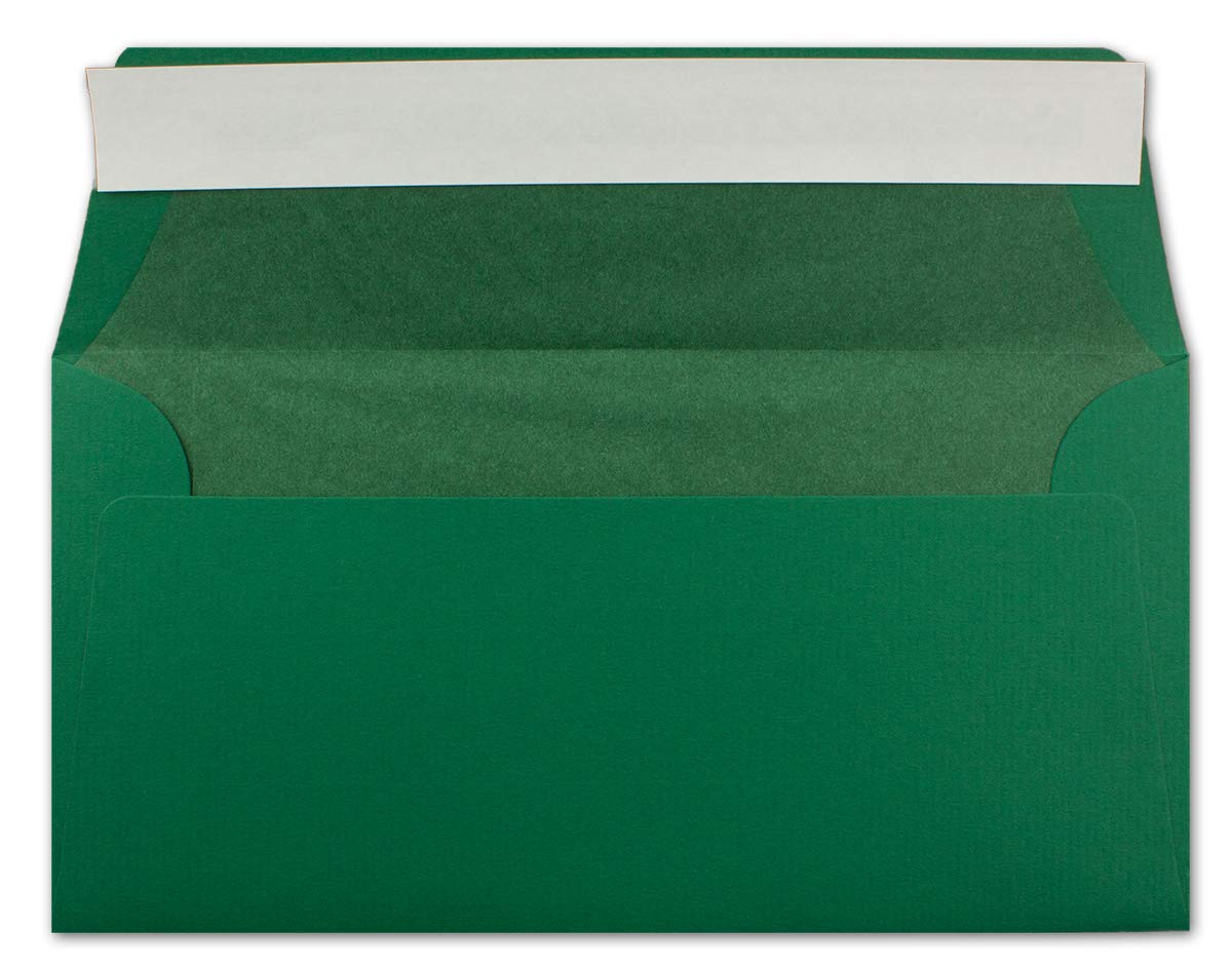 Neuser FarbenFroh - Buste per lettere, formato DIN lungo, imbottite con carta velina, 110 g/m2, 110 x 220 mm, chiusura con striscia adesiva 150 Stück Verde scuro con fodera verde.