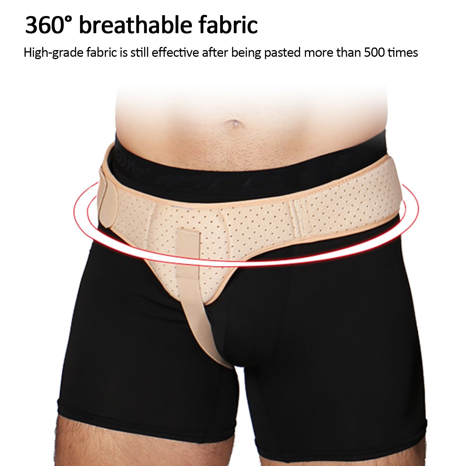 Leistenbruchgürtel, Links oder Rechts, Verstellbare Leistenhernien Unterstützung, für Bauchhernien, mit Herausnehmbaren Kompressionspolstern(Beige,Medium)