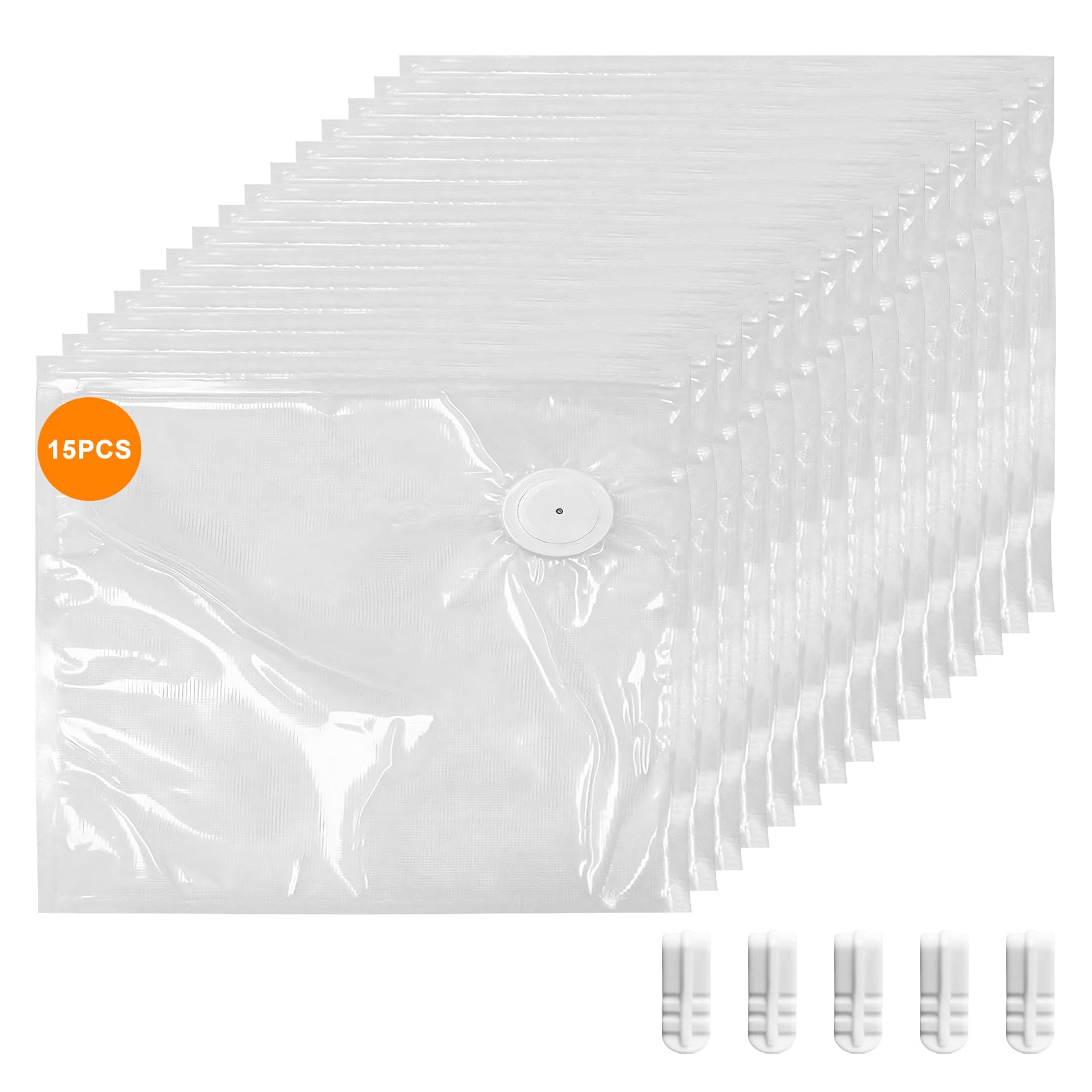MEGAWISE 15 bolsas con cremallera al vacío (10 x 11 pulgadas), sin BPA, bolsas de almacenamiento de alimentos reutilizables con válvula de aire para cocinar al vacío, congelador, calefacción por