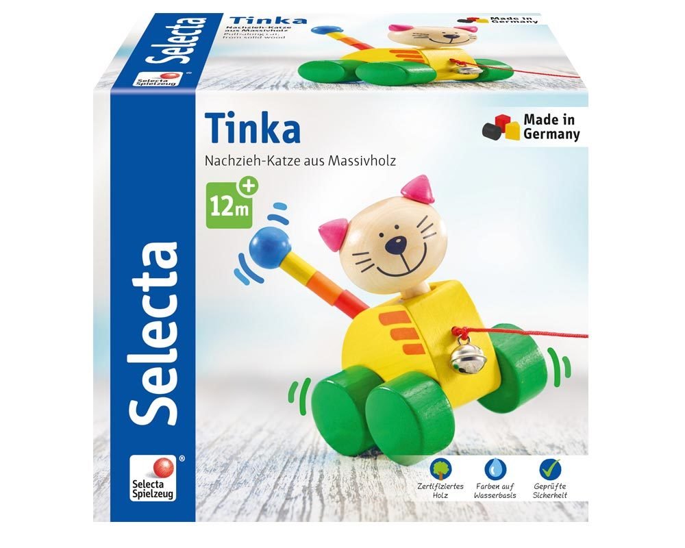 Selecta62035 Pull Along cat Tinka, 12 cm