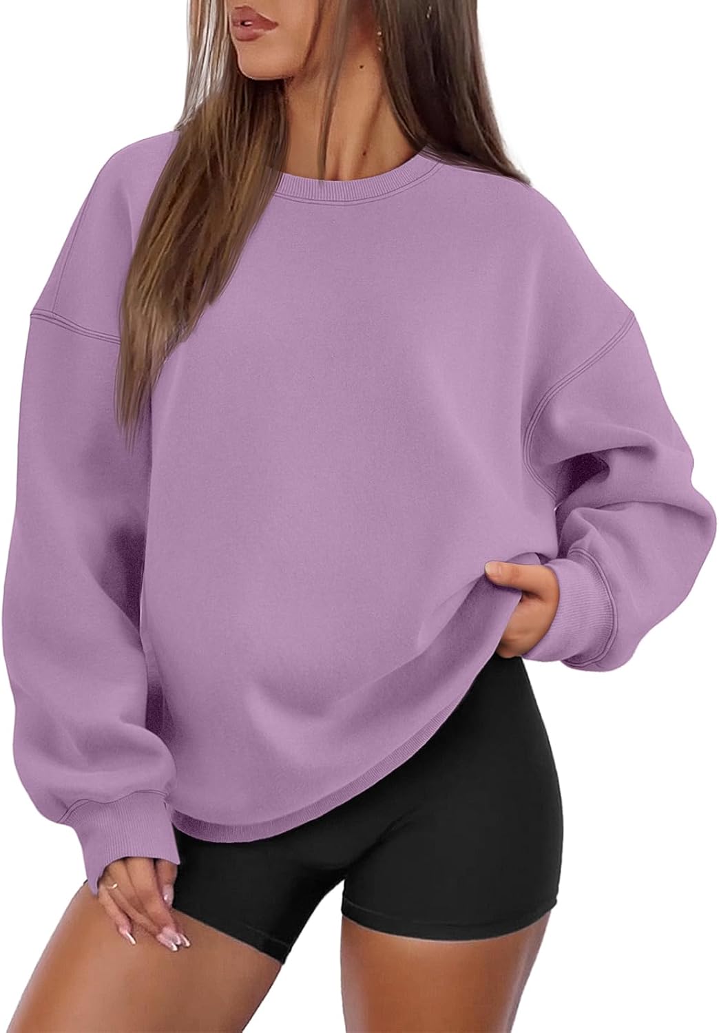 ATHMILE Oversized Sweatshirt for Women Crewneck Fleece Long Sleeve Pullover Hoodies Tops Fall Fashion Outfits Clothes 2025