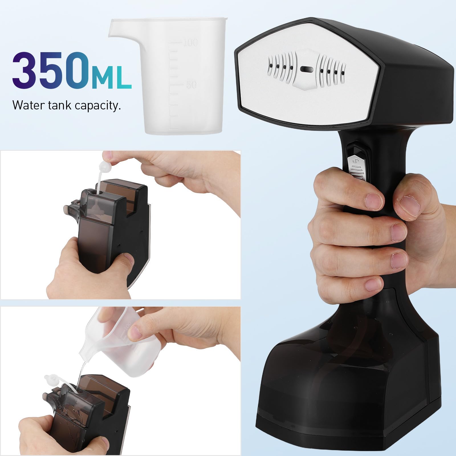 Tragbarer Dampfgarer A15 2500w aus Abs für Kleidung Schwarz