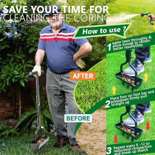 EEIEER Lawn Aerator, Hollow Tine Aerator Core Aerating with Storage Tray and Garden Tools, T-Handle Grass Aerator Heavy Duty Aeration Lawn Scarifier Manual Lawn Aerators for Compacted Soils Lawn Care 7 EEIEER Lawn Aerator, Hollow Tine Aerator Core Aerating with Storage Tray and Garden Tools, T-Handle Grass Aerator Heavy Duty Aeration Lawn Scarifier Manual Lawn Aerators for Compacted Soils Lawn Care - Image 7