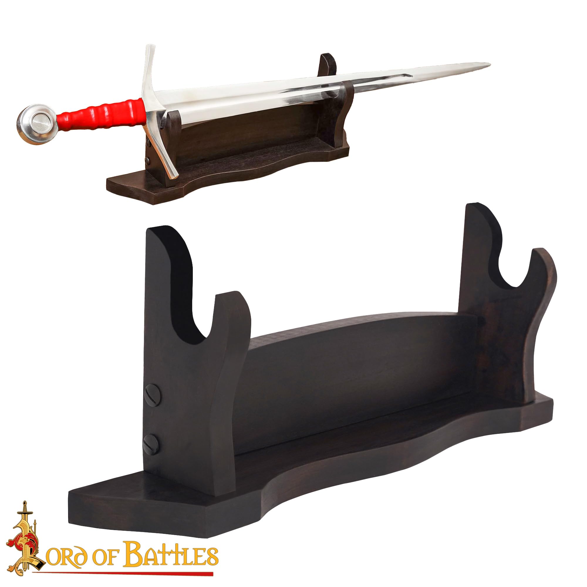 Lord of Battles Medieval Solid Wood Tier Sword Display Stand / Sword Holder / Gladiator Sword Display / Katana Sword Holder (Single Tier)