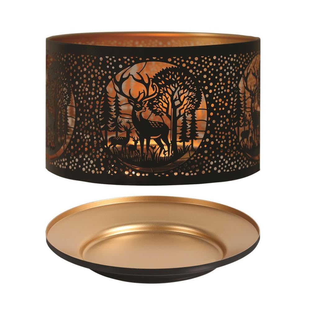 Aroma Accessories Black/Gold Aroma Silhouette & Deer Family Shade & Tray