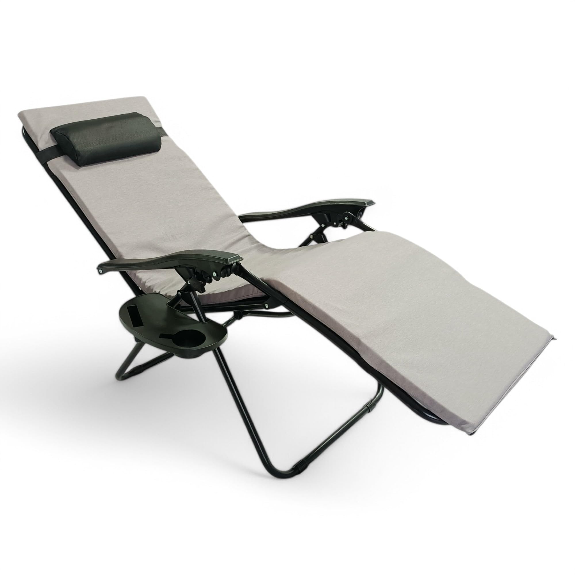 Pincho Tumbona Jardín Exterior Plegable de Gravedad Cero con Cojin Tumbona - Silla Reclinable o Hamaca para Terraza y Camping con Portavasos