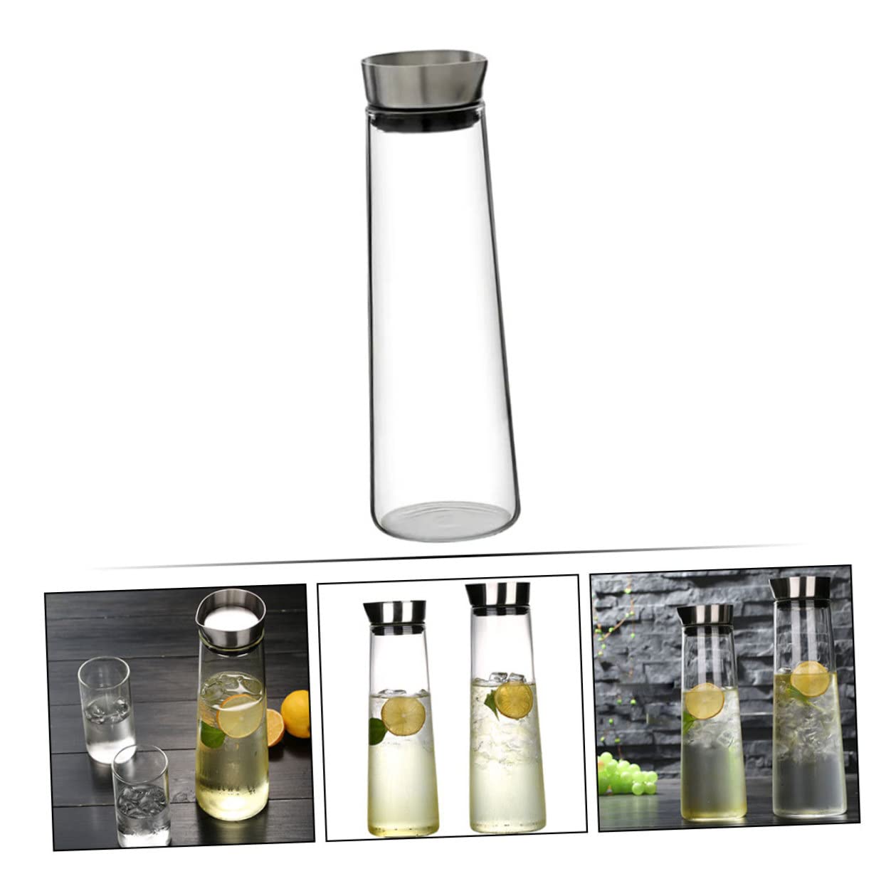 Kaltwasserkrug 1l aus Glas mit Dichtem Deckel für Haushalt | Klassische, Elegante Form, für Büro und Wohnzimmer, Transparentes Design, Große Füllmenge