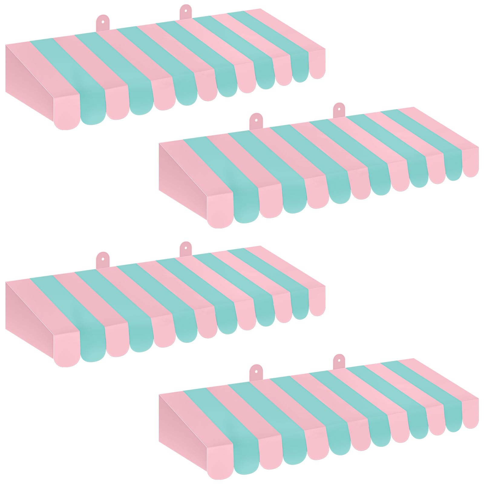 Boao 4 Pcs 3D Cardboard Awning Decor,Pink and Green,Striped Style