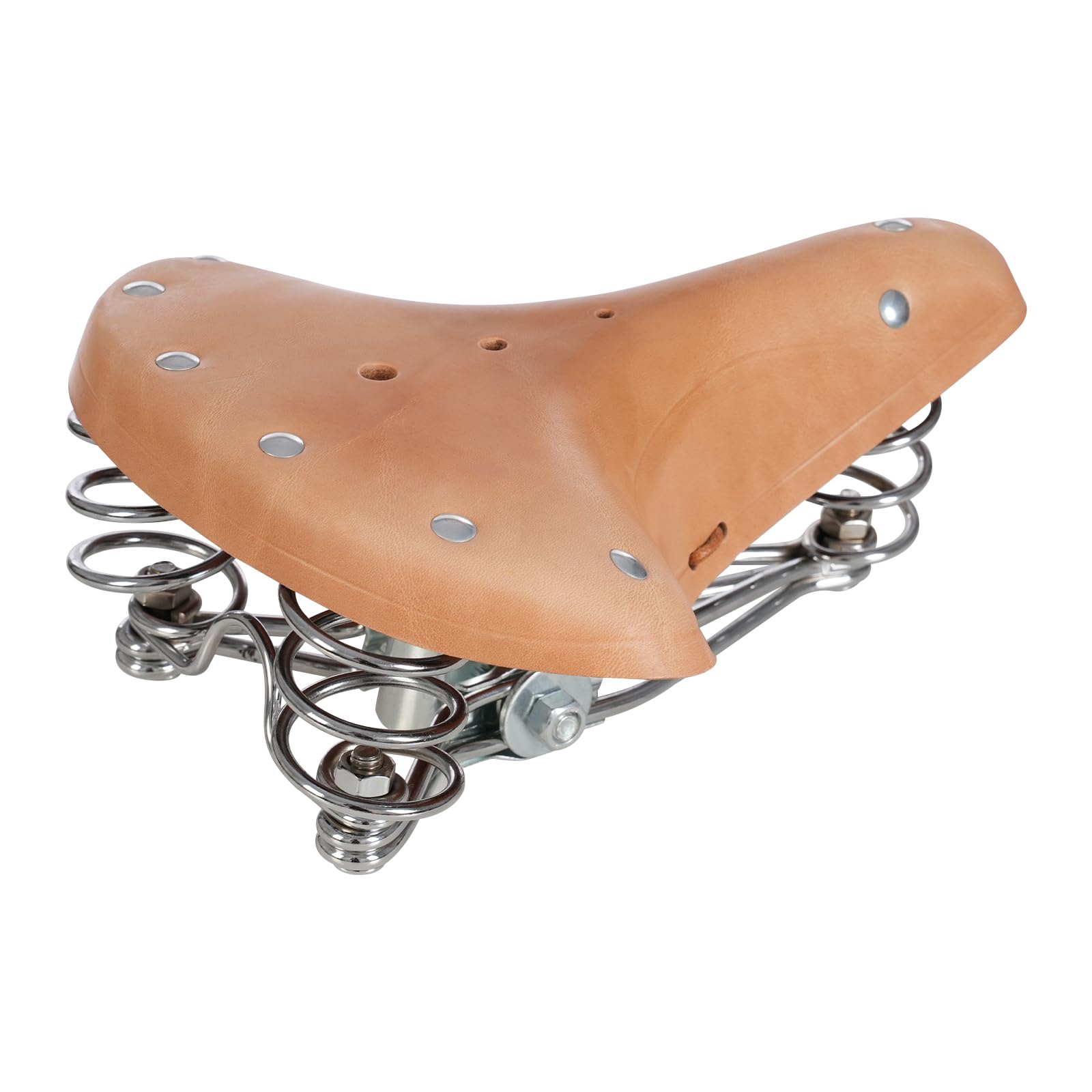 Selle Vélo Cruiser Avec Ressorts VELO vl8114 Cuir Marron + Rivets Selle Vélo Cruiser Avec Ressorts VELO vl8114 Cuir Marron + Rivets