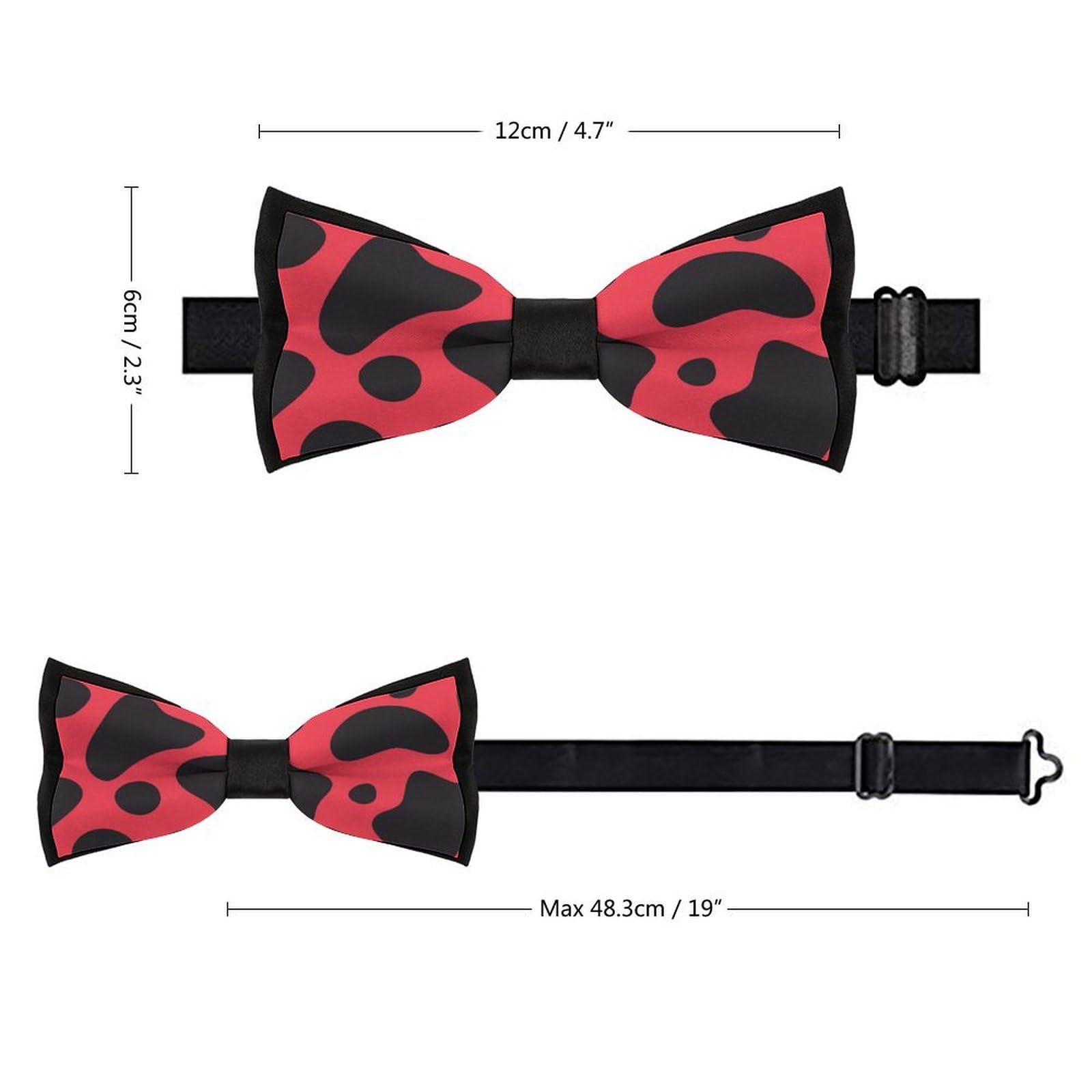 JYYAU Pink Cow Pattern Bow Tie Adjustable Necktie For Men Business Fashion Pre-tied Tie Neckwear Novelty Accessory For Weddings Party Festival