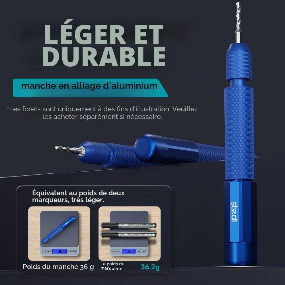stedi Perceuse manuelle à broche pour modélisme, outils de bricolage, perceuse manuelle à double roulement ultra précise pour Gundam, modèle militaire miniature, pièces en résine 3D, bleu