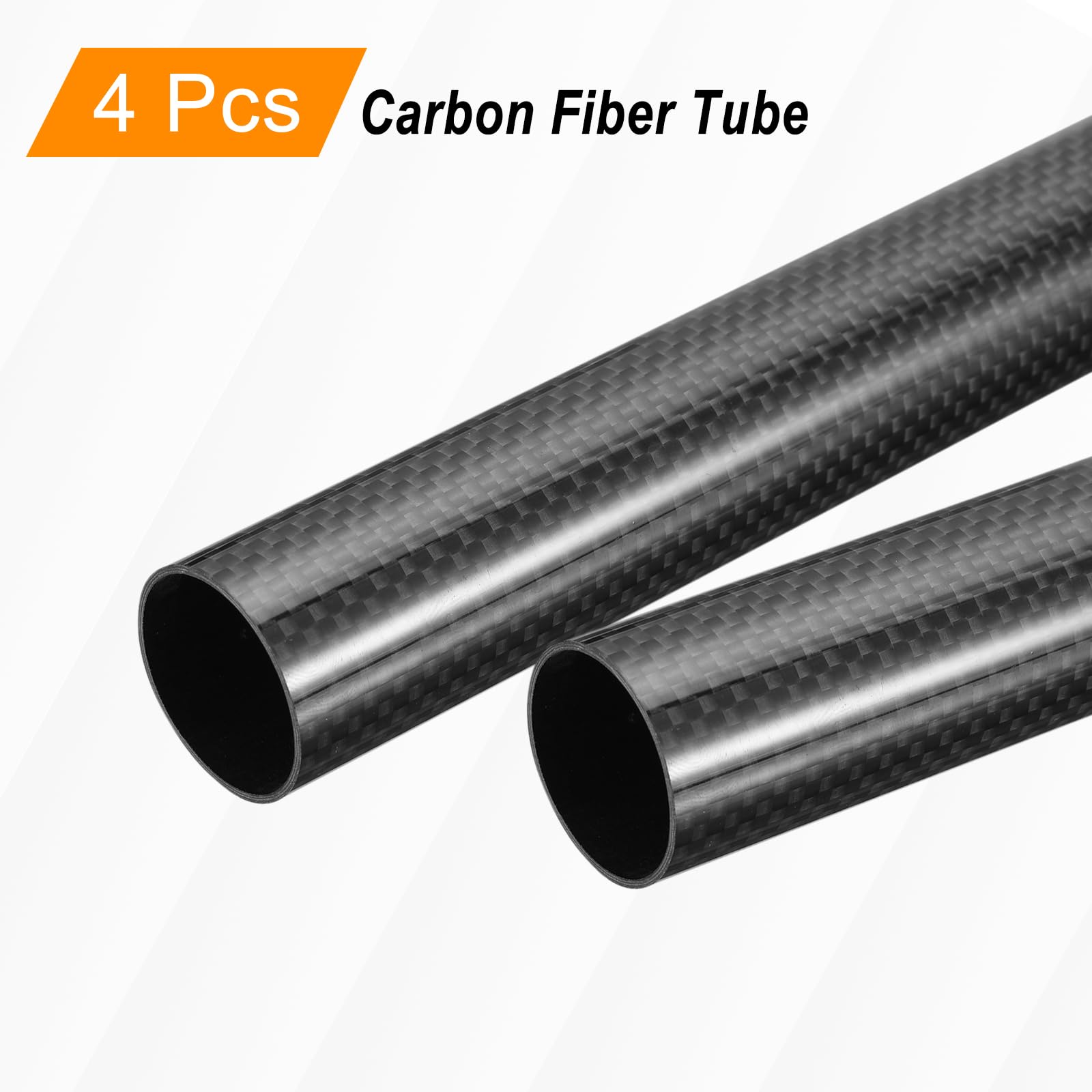 QUARKZMAN Carbono Fibra Tubos, 500mm x 18mm x 16mm 3K Huecos Carbono Envueltos Tubos Redondo Simple Tejido Brillante Superficie para Cuadricóptero Paquete de 4