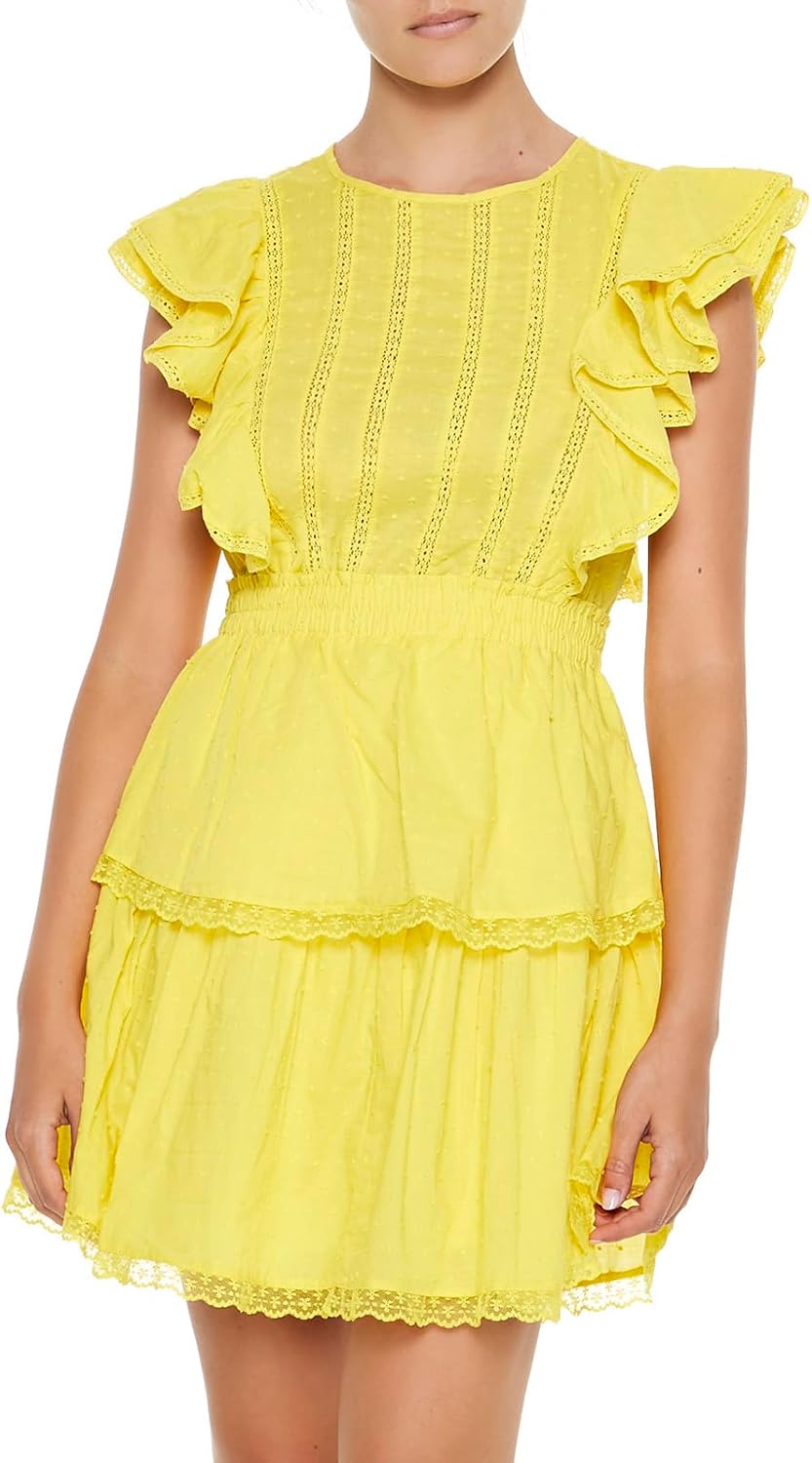 Forever 21 Womens Clip Dot Lace Ruffled Mini Dress - Image 2