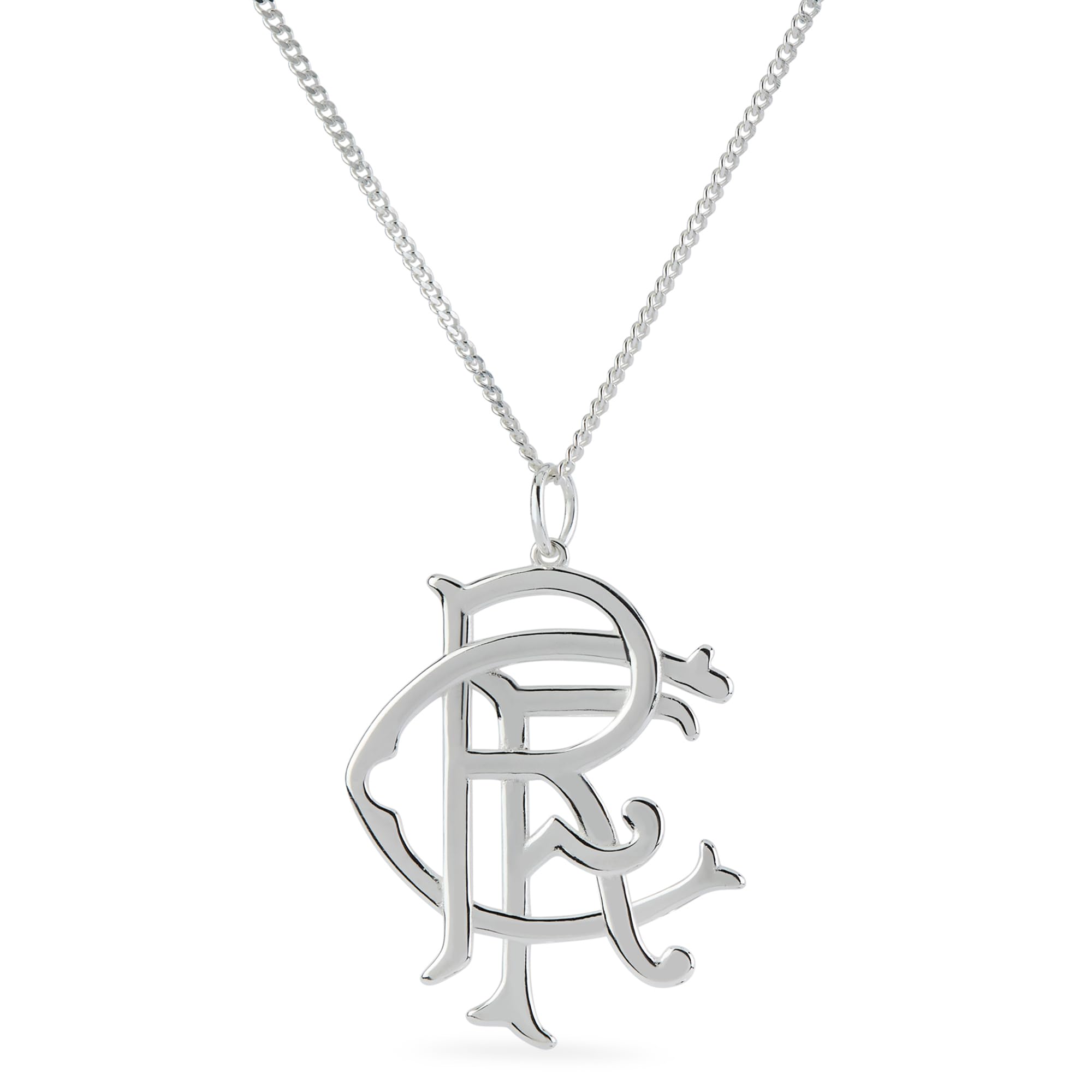 Official Rangers Sterling Silver RFC Scroll Pendant & Chain with Bale - 925 Hallmarked Licensed Gift