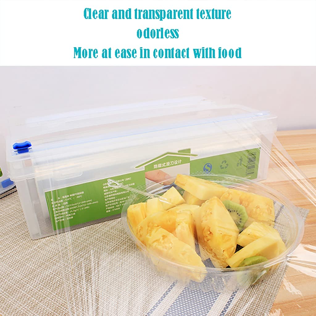 Taglierina per pellicola trasparente + 5 rotoli di pellicola trasparente, rotolo di pellicola trasparente 300 mm x 360 m, pellicola termoretraibile trasparente, plastica termoretraibile per traslochi,