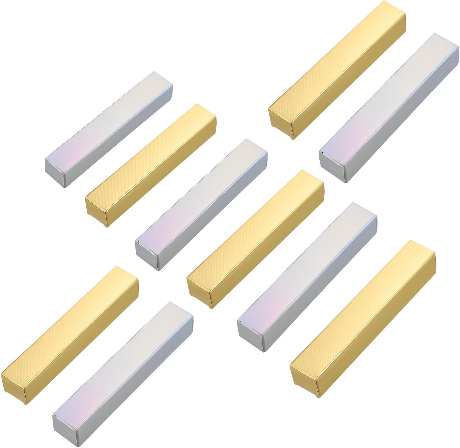 100pcs Lipstick Packaging Boxes DIY Lip Balm Paper Wrapping Case Set with Gold Embossed and Holographic 20x120mm for Cosmetic and Makeup Storage