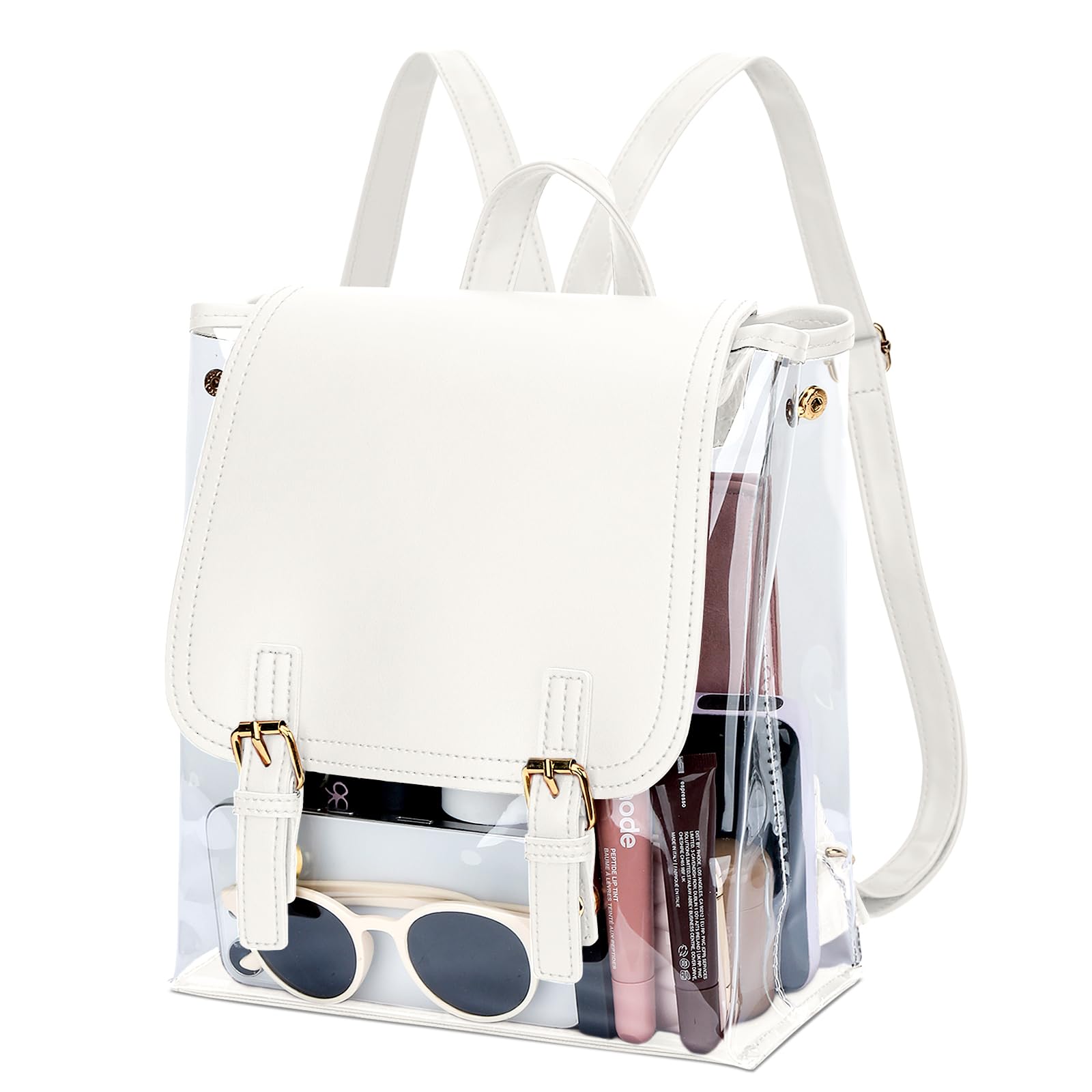 Fashion Clear Backpack Stadium Approved Bag School Transparent See Through Bookbag Purse for Women and Teen Girls