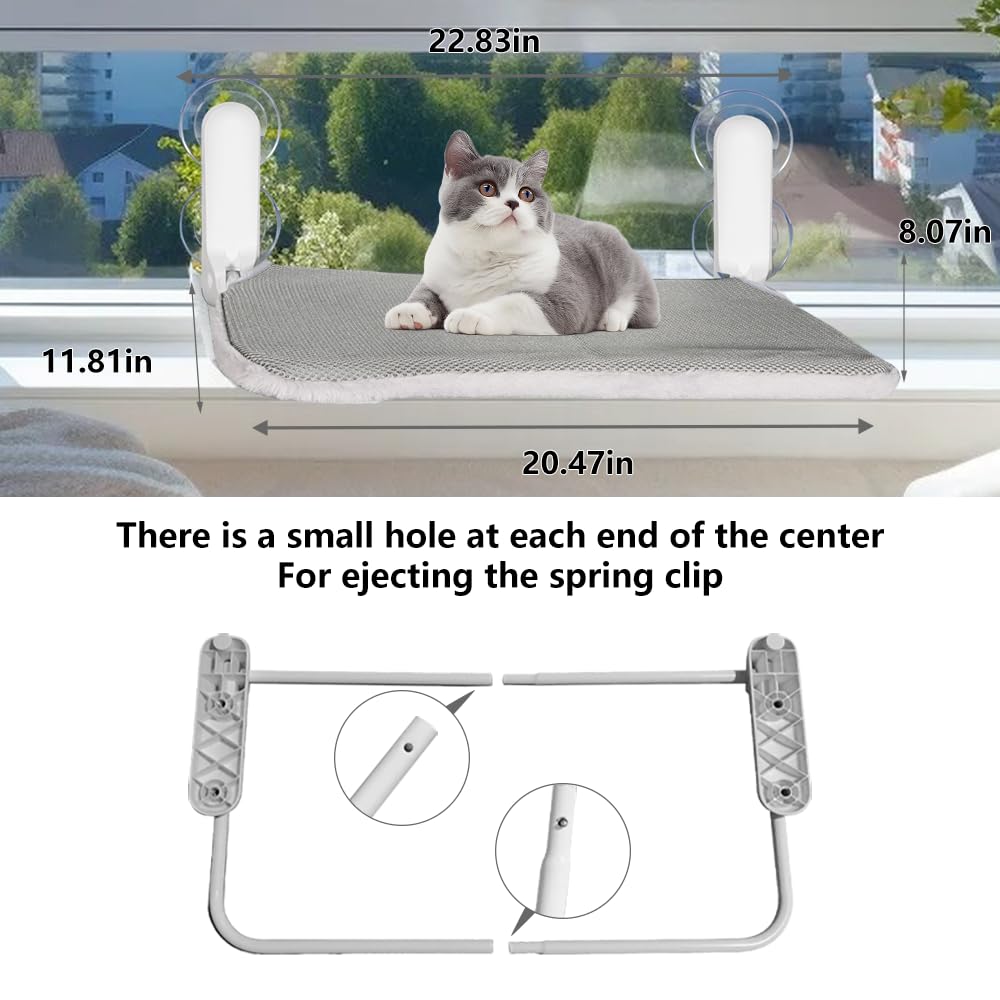 2PC Cat Window Perch, Cat Bed for Window cat Perch with 8 Suction Cups, Easy to Assemble 22.83