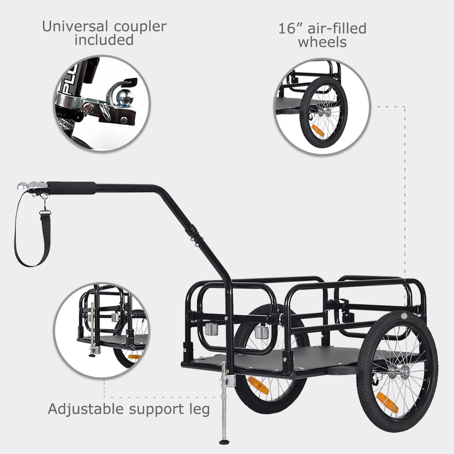 Tiggo City Porter Klappbar Fahrrad Lastenanhänger Fahrradanhänger & Handwagen 2 in 1 ist EIN multifunktionaler Transporter