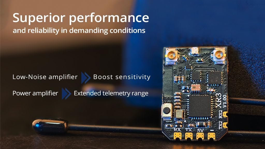 Radiomaster XR3 receiver highlighting superior performance with low-noise and power ampkaikawe