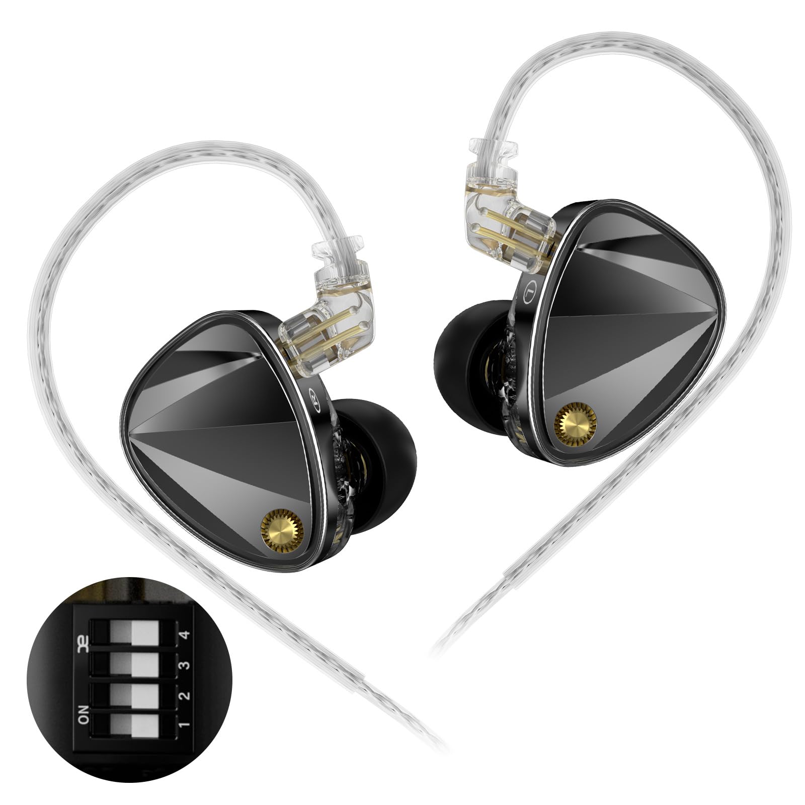 Auricolari per monitor da studio con struttura del cavo staccabile per bassi curvi aggiornati per auricolari HiFis audio personalizzabili con tecnologia Curveds