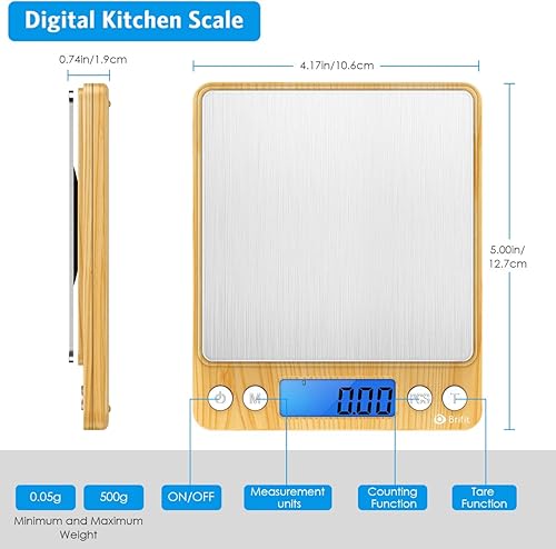 Miniatura 5 de AMIR Brifit - Báscula digital de cocina (actualizada), 17.76 onzas (17.64 oz), báscula de cocina para alimentos con pantalla LCD retroiluminada, 2