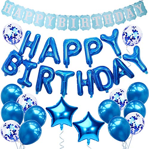 MUXItrade Decoración de cumpleaños,Globos Cumpleaños Happy Birthday Banner Globos de Papel de Aluminio de Corazón Globos de Látex para Fiesta de Cumpleaños