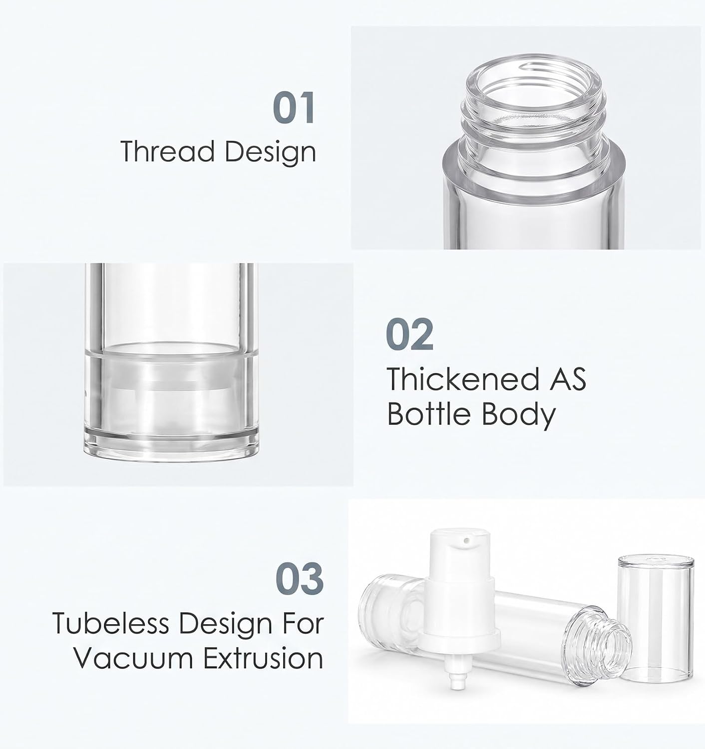 6Pcs Airless Pump Bottles Travel, Pump Travel Bottles for Lotion