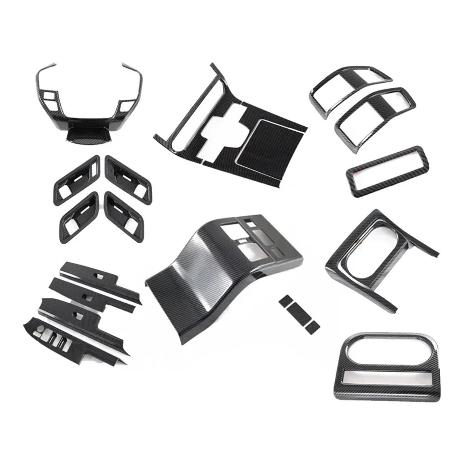 Interior Cover Trim Sticker Automotive Interior Carbon Fiber Rear Drainage Cup Frame Steering Wheel Decorative for Toyota for Bz4x 2022 2023(All Set Cover)